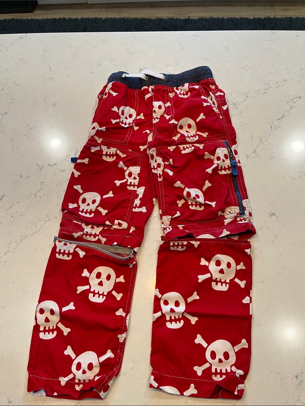 Mini Boden Red Skull & Crossbones Convertible cargo Pants